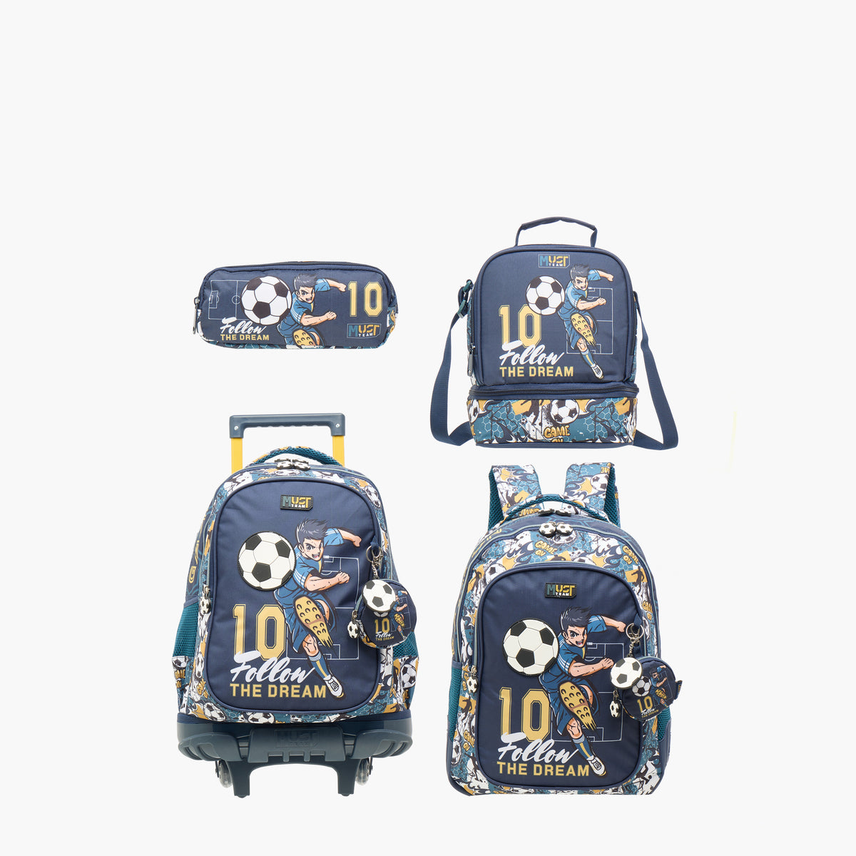 School Backpack Elementary Footballer 3 cases
