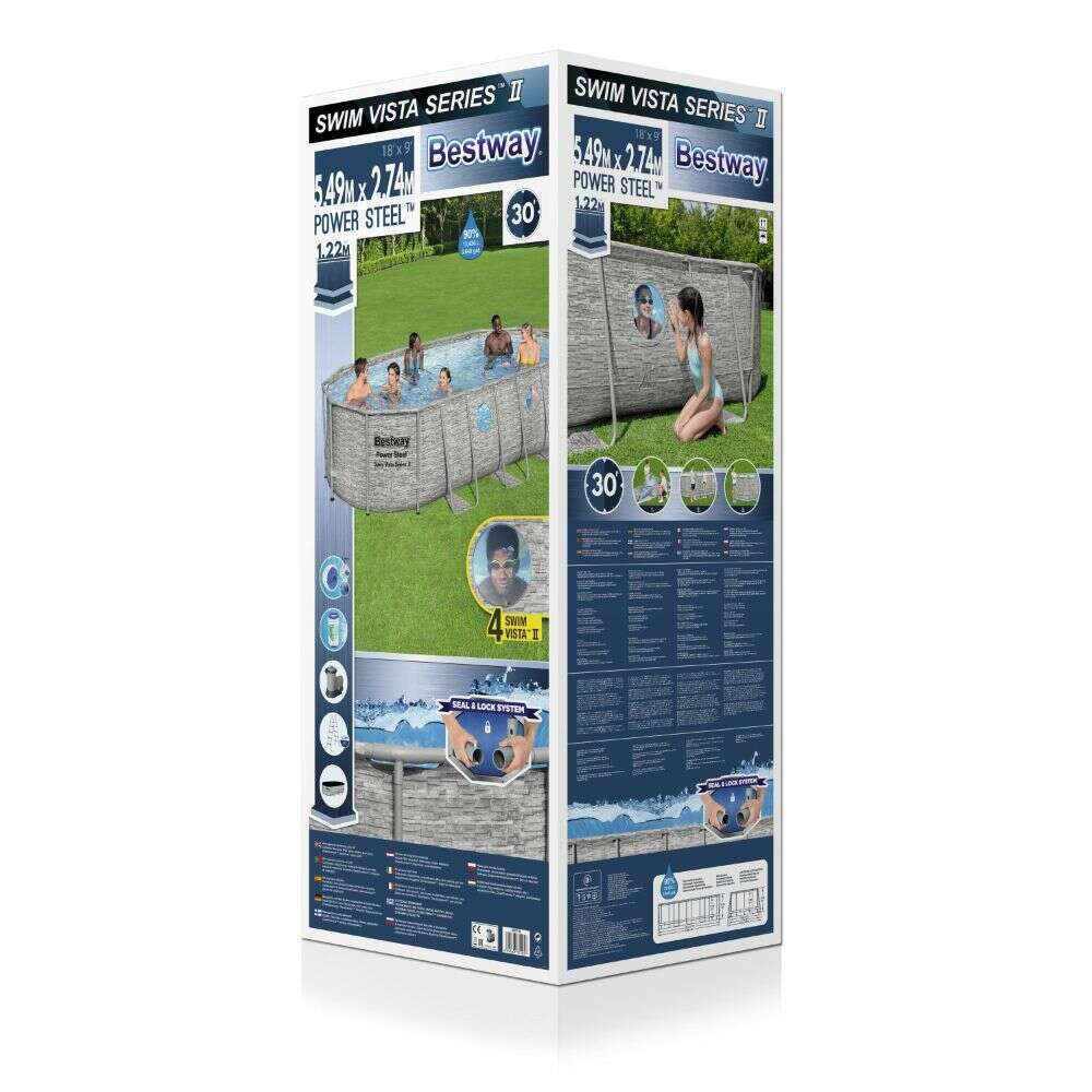 Power Steel Swim Vista Series 15.49m x 2.74m x 1.22m Oval Pool with Filter Pump home pool Power Steel Swim Vista Series 15.49m x 2.74m x 1.22m Oval Pool with Filter Pump Power Steel Swim Vista Series 15.49m x 2.74m x 1.22m Oval Pool with Filter Pump Bestway