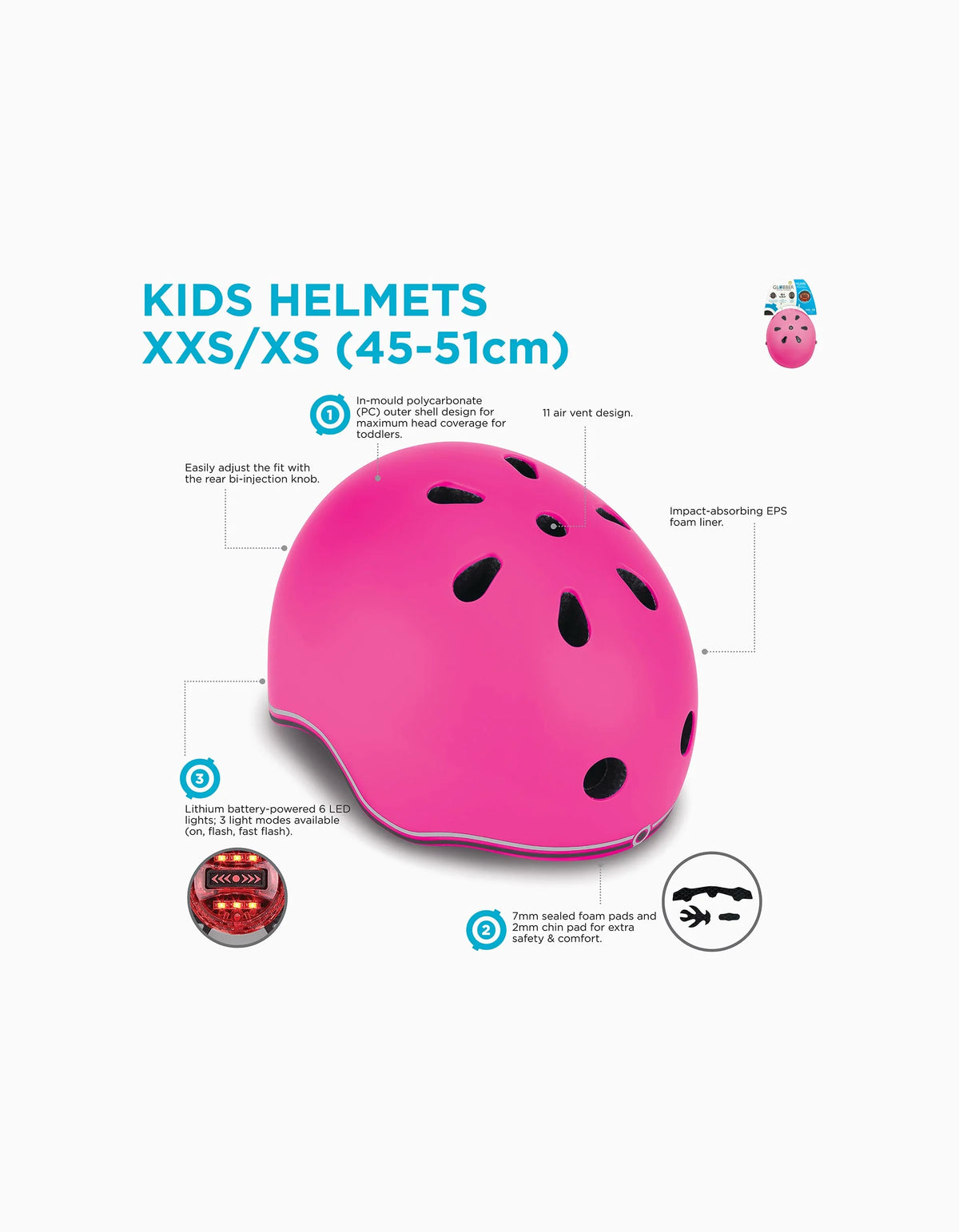 Helmet Primo Lights - Pink