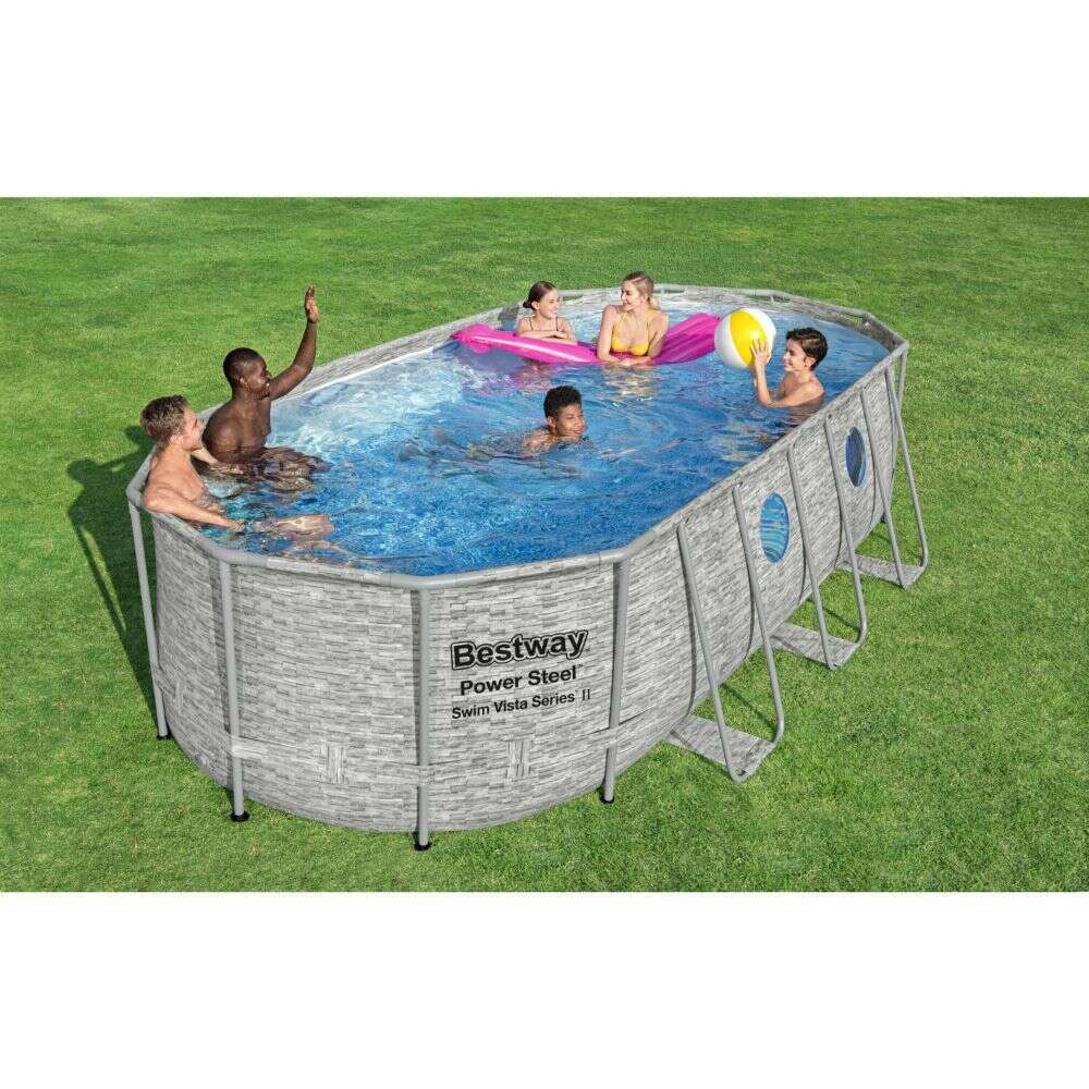 Power Steel Swim Vista Series 15.49m x 2.74m x 1.22m Oval Pool with Filter Pump home pool Power Steel Swim Vista Series 15.49m x 2.74m x 1.22m Oval Pool with Filter Pump Power Steel Swim Vista Series 15.49m x 2.74m x 1.22m Oval Pool with Filter Pump Bestway