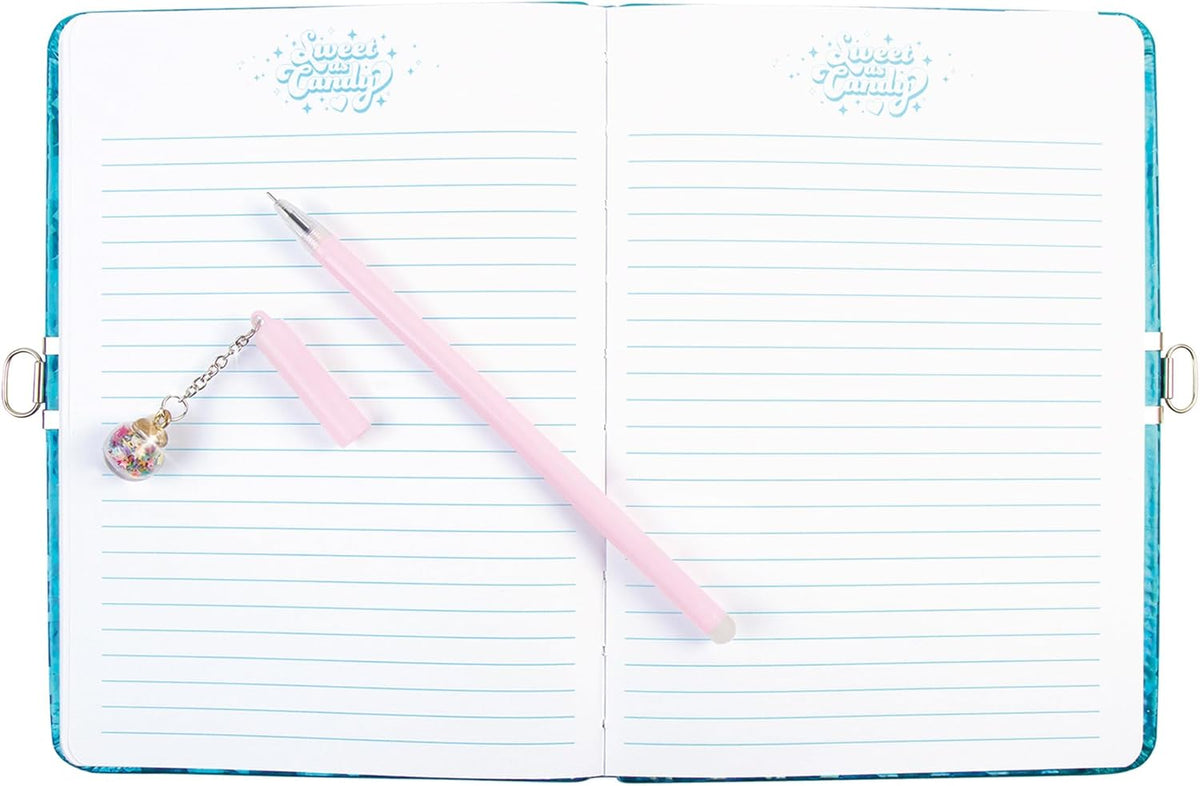 Bubble Gum Glitter Locking Journal with Pen