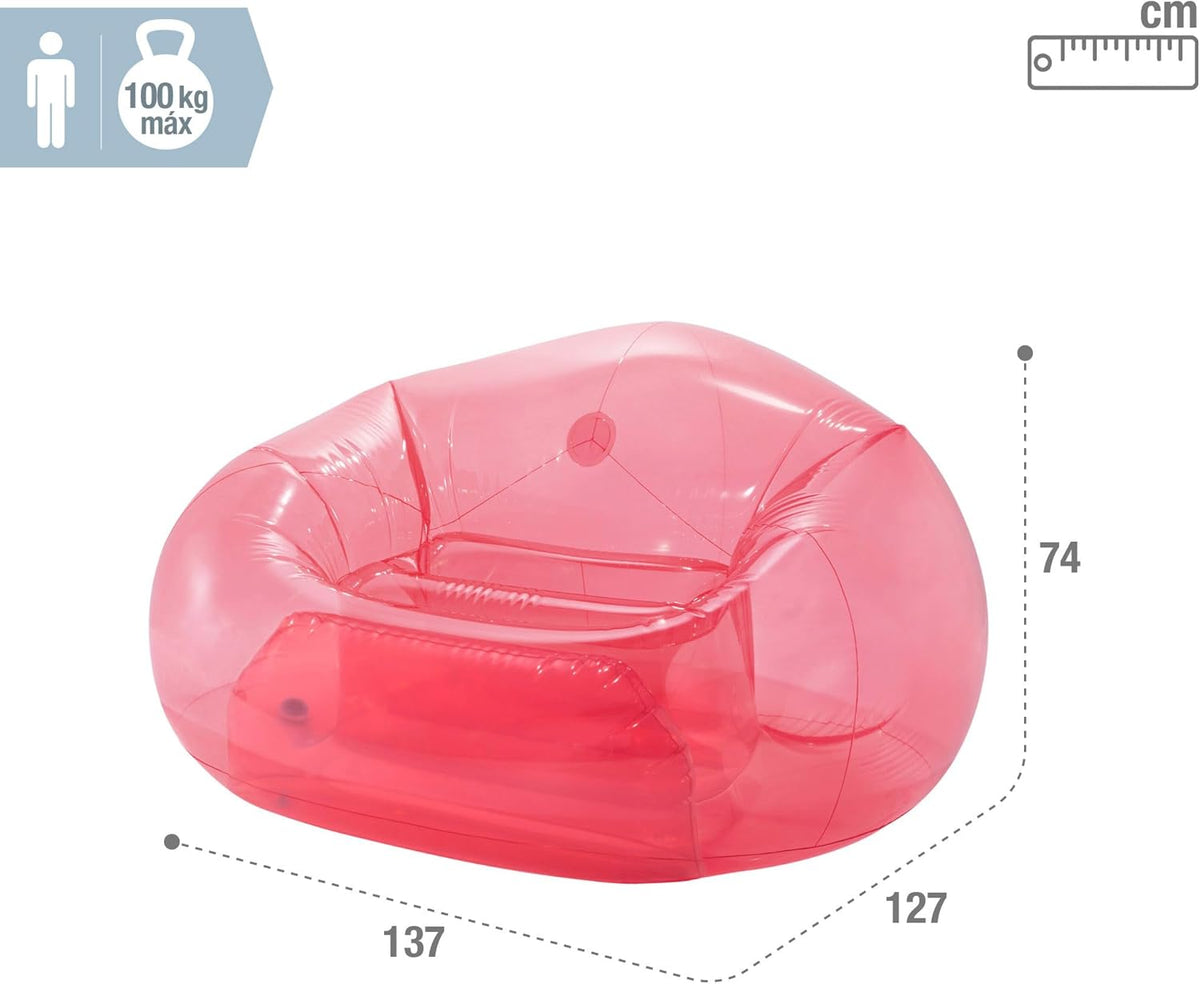 Clear Pink Beanless Bag Chair