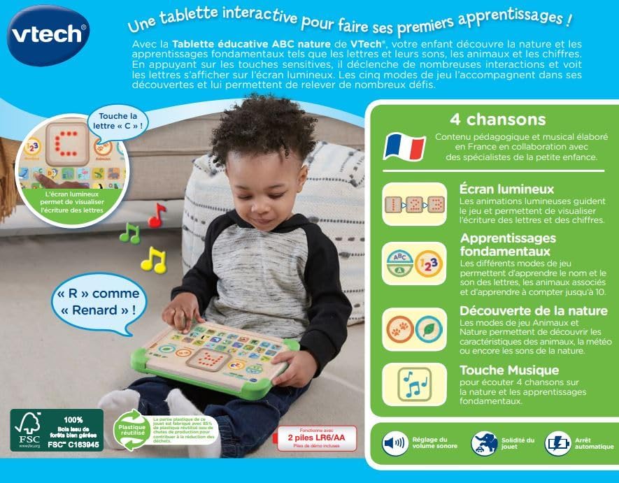 ABC Nature Educational Tablet, Interactive and Sensory Children's Tablet