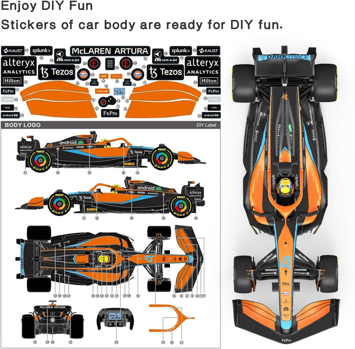 McLaren MCL36 Formula 1 Race RC Car 1/12 Scale