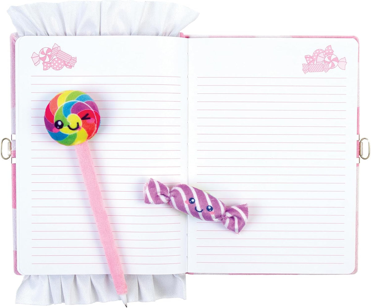 Candy Plush Pocket Locking Journal with Pen