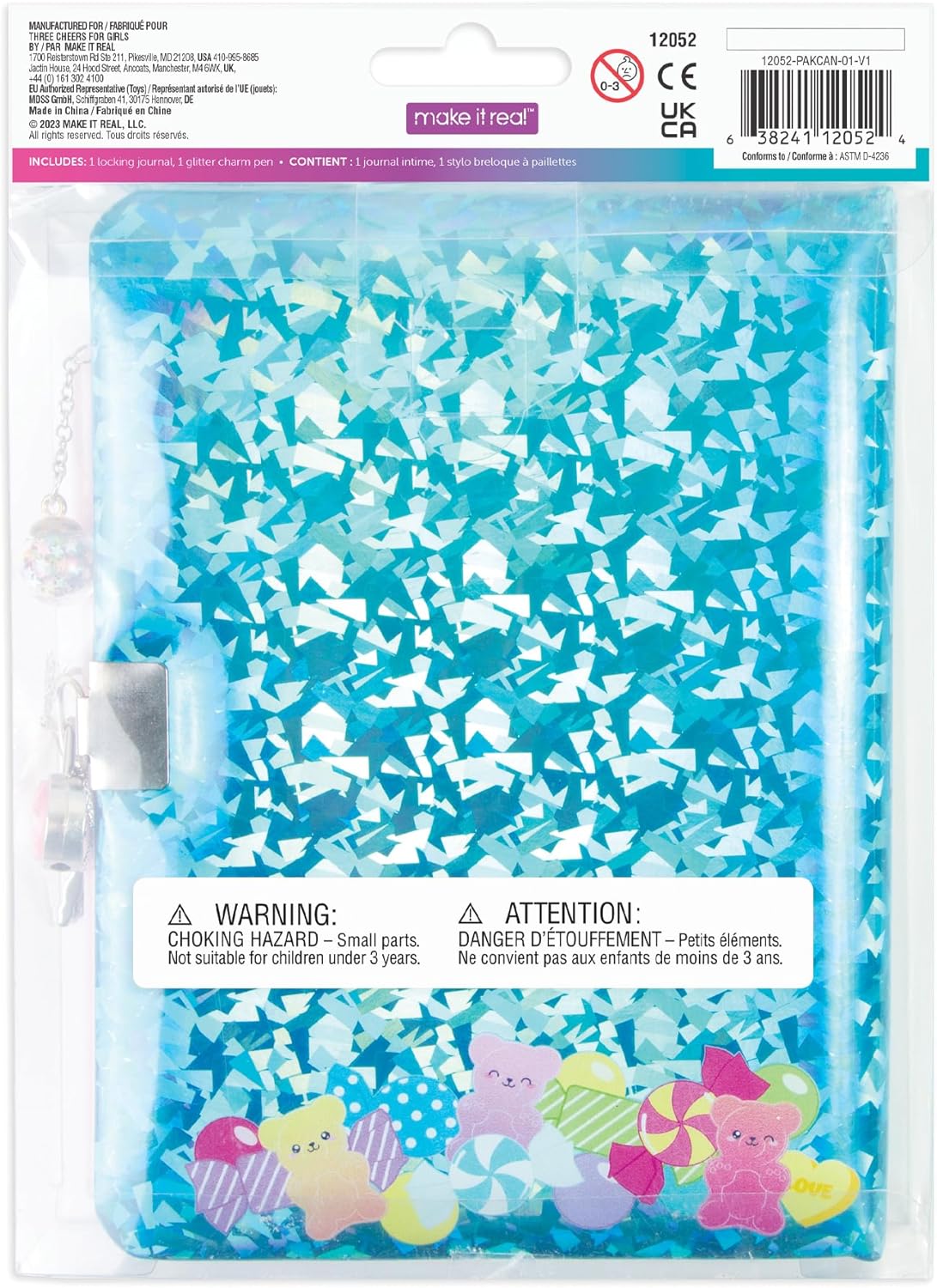 Bubble Gum Glitter Locking Journal with Pen