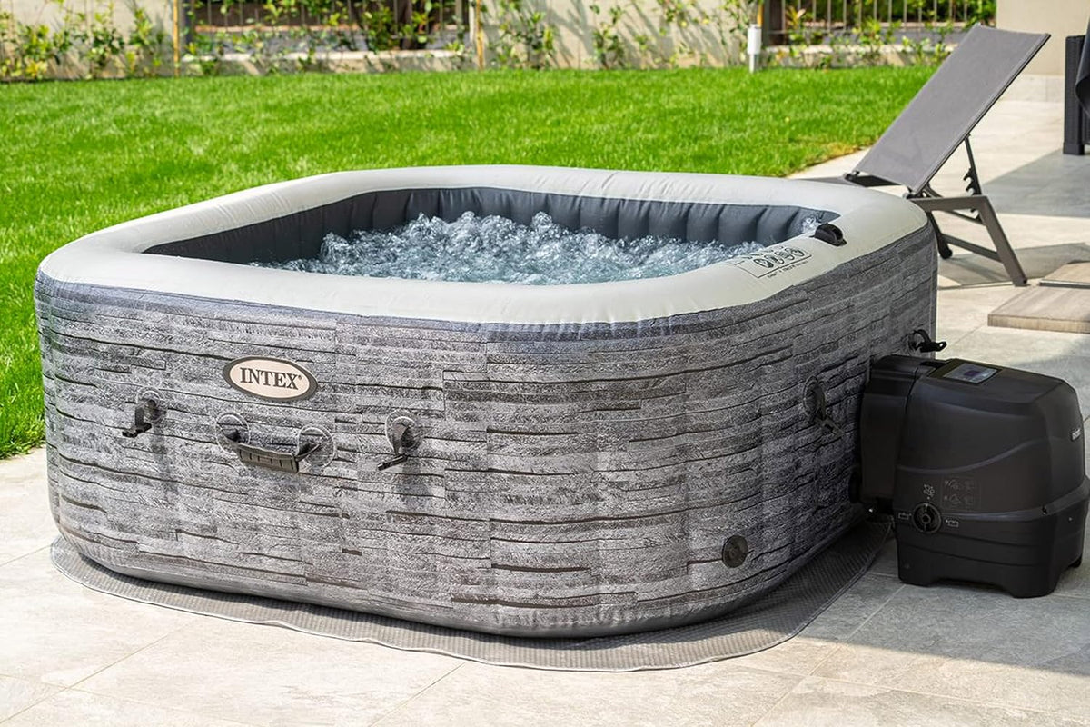 4-Person Greystone Deluxe Square Bubble Spa Set Spa Bubble Pools 4-Person Greystone Deluxe Square Bubble Spa Set 4-Person Greystone Deluxe Square Bubble Spa Set Intex