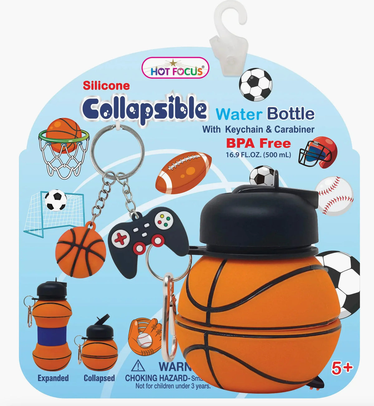 Basketball Collapsible Water Bottle