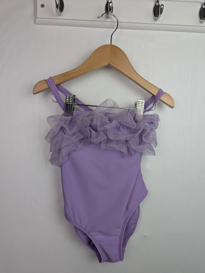Lavender Sparkle Tulle Ruffle Swimsuit